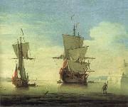 A fifty gun two-decker,at sea near a coast, Monamy, Peter
